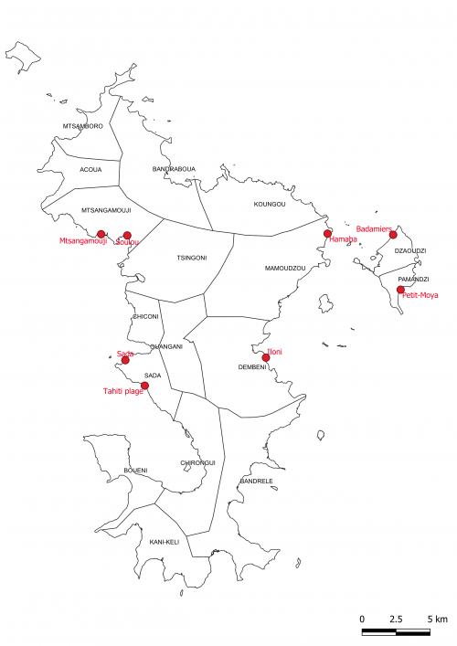 Carte des sites suivis par l'OLM
